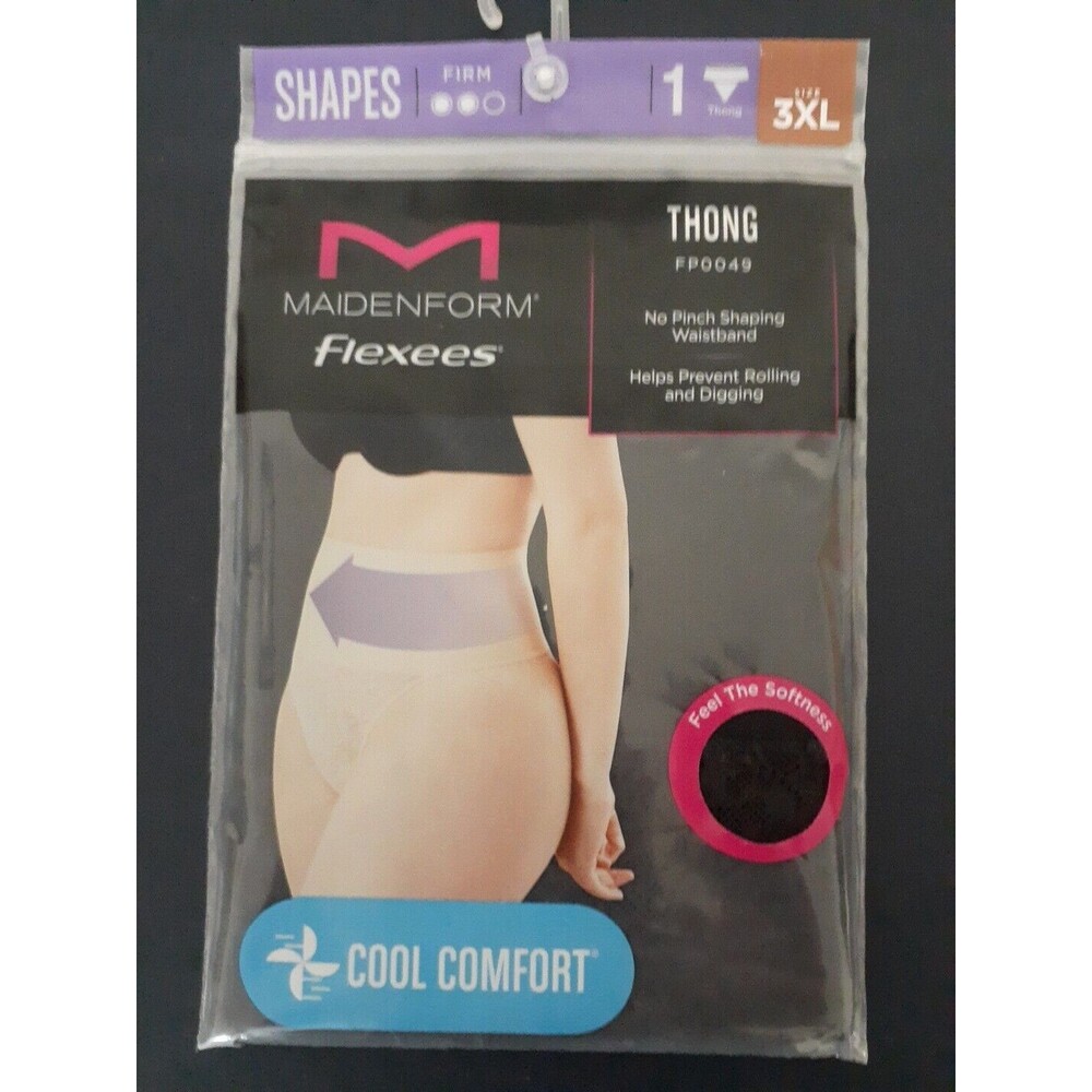 Maidenform Flexees Shapewear Womens Size 3XL Black Stretchy Thong